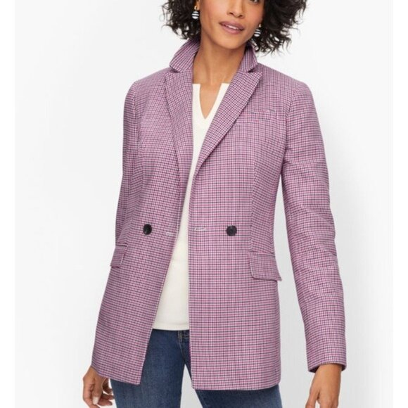 Talbots Jackets & Blazers - NWOT Talbots Pink and Black Houndstooth Double Breasted Blazer